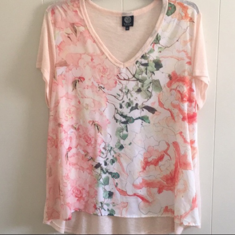Bobeau Boho HiLo  Short Sleeve Top  NWT